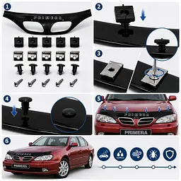 Дефлектор капота мухобойка Nissan Primera (P11) 1996–1999 Євро Кріплення Vip Tuning (NS08) - мініатюра 2