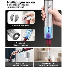 Винний набір Circle Joy Stainless Steel Rechargeable Electric Wine Set (CJ-EKPQ-TZ01) [176164] - мініатюра 4