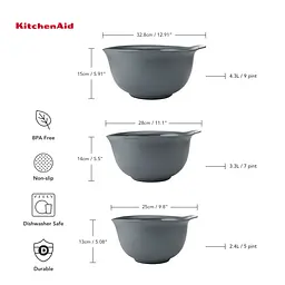 Набір мисок для змішування KitchenAid Coreline сірий 3 шт. (KQG175OSCGG) - мініатюра 10