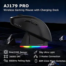 Мишка бездротова AJAZZ AJ179 Pro Миша комп'ютерна із зарядною док-станцією / 2.4G / Bluetooth / USB (Black) - мініатюра 4