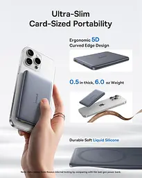 Зовнішній акумулятор Baseus PicoGo AM41 Ultra-Slim Qi2 Magnetic Power Bank 10000 mAh 27W - бездротове зарядне чорне - мініатюра 4