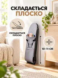 Шезлонг для новонароджених 58×72×40 см до 9 кг з 4 положеннями спинки, дугою з іграшками та ременями, сірий (49676385) - мініатюра 9