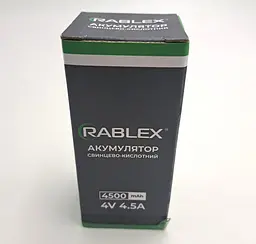 Акумулятор свинцево-кислотний Rablex RB445, акумуляторна батарея AGM 4500 мАh 4V / 4.5A - мініатюра 4
