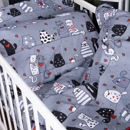 Комплект постільної білизни MirSon Kids Time 17-0671 With Love Cats сірий 143 x 210 см (2200010178975) - мініатюра 2