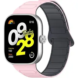 Ремінець DK для Xiaomi Mi Band 8 Pro Silicone Shaped Magnetic Band (018838) (pink / grey) - мініатюра 2