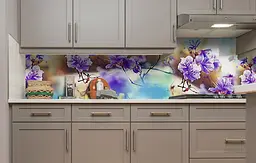 Вініловий кухонний фартух Пишні квіти на гілці наклейка для кухні Фіолетовий 60х250 см Happy Pocket Z181445 - мініатюра 5