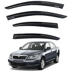 Дефлектори вікон вітровики Skoda Octavia A5 Liftback 2004-2013 Скотч 3M Voron Glass - мініатюра 4