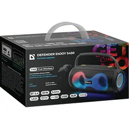 Акустична система 1.0 Defender S450, 10Вт RGB/BT/FM/USB/TF/AUX/TWS чорна - мініатюра 9