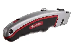 Ніж трапецієподібний будівельний висувний Intertool металевий прогумований HT-0516 - мініатюра 5
