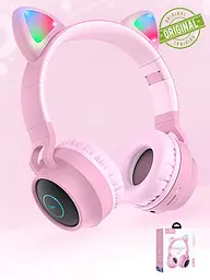 Бездротові накладні навушники Hoco W27 Cat ear рожеві - мініатюра 2