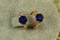 Сережки дитячі Xuping Jewelry глобус із синім каменем 1,2 см золотисті - мініатюра 3