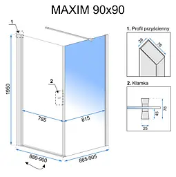 Душова кабіна Rea Maxim 90x90 L REA-K0263, Хром, Ліва, прозорий - мініатюра 7