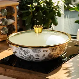 Каструля емальована 4,5 л без ручок, flowers Yiwu HP-2-108 - мініатюра 5