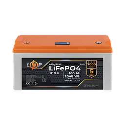 Акумулятор LP LiFePO4 12,8V - 160 Ah (2048Wh) (BMS 200A/100А) пластик LCD Smart BT