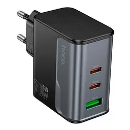 СЗУ 110-240V HOCO CS75A 2USB-C+1xUSB, PD70W+QC 3.0, White, Blister - мініатюра 2