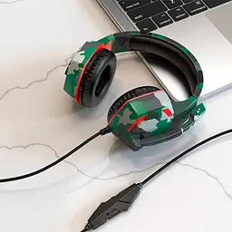 Дротова ігрова гарнітура Hoco Gaming headphones Hi-Res ESD08, USB, 2x3.5mm, 2m, Camouflage-Green - мініатюра 7