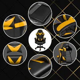Крісло геймерське Yato Player з підставкою для ніг та масажем Black/Yellow (100015) - мініатюра 5