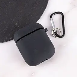 Силіконовий футляр з мікрофіброю для навушників Airpods 1/2 Чорний / Black - мініатюра 3
