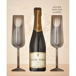 Вино ігристе Jaume Serra Cava Brut, біле, брют, DO, 11,5%, 0,75 л + 2 келихи (29908) - мініатюра 2