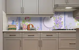 Вініловий кухонний фартух Happy Pocket Сині птахи наклейка для кухні Абстракція Фіолетовий 60х200 см Z181484 - мініатюра 4