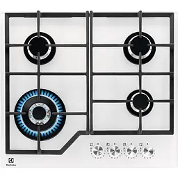 Варильна поверхня газова на склі Electrolux 60 см чугун білий