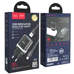 Зарядний пристрій Hoco N1 USB чорний + кабель USB to Lightning - мініатюра 6