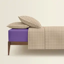 Комплект постільної білизни Cosas полуторний з простирадлом на резинці BEIGE GEOMETRY CS3 160 x 220 см (CellAshbeige_El-48PlumLight_160) - мініатюра 2