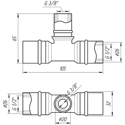 Трійник проміжний прес APE AP 131 26х20x26 000002175 - мініатюра 3