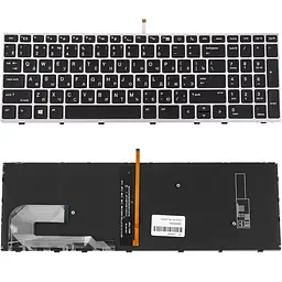 Клавіатура для ноутбука HP (EliteBook: 750 G5, 850 G5) rus, black, silver frame, підсвічування клавіш