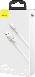 Кабель Baseus Cafule Metal Series Data Cable USB to Lightning 2.4A 2m CALJK-B02 White - мініатюра 2