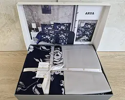 Турецька постільна білизна First Choice Cotton Satin Arya Navy blue євро - мініатюра 3