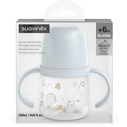Чашка з силіконовим носиком Suavinex Bear family 150 мл +6 місяців блакитна (308674) - мініатюра 5