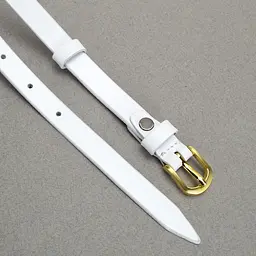 Ремінь шкіряний жіночий вузький білий HC-1562 (130 см) - мініатюра 4