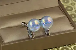 Сережки кліпси Xuping Jewelry кульки синій перламутр 1,6 см сріблясті