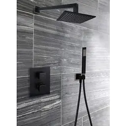 Верхній душ Paffoni Syncro Quadro 300x300xh8 мм із тримачем 400 мм black matt ZSOF078NO + ZSOF063NO, Чорний матовий - мініатюра 12
