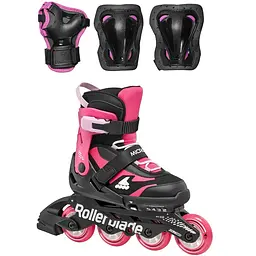 Ролики з комплектом захимту Rollerblade Microblade Combo 28-32 Чорний-Рожевий