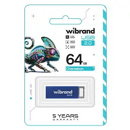 USB флеш накопичувач Wibrand 64GB Chameleon Blue USB 2.0 (WI2.0/CH64U6U) - мініатюра 2