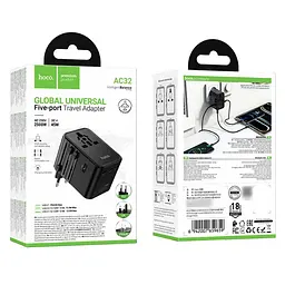 Мережевий зарядний пристрій Hoco AC32 2 USB/3 Type-C PD 45W чорний - мініатюра 8