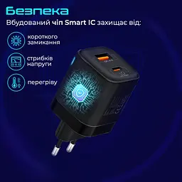 Зарядний пристрій Promate USB-C + USB-A (powerport-25ac.black) - мініатюра 8
