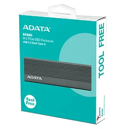 Зовнішня кишеня для накопичувача A-DATA EC680 для SSD M.2 PCIe USB3.2 Gen2 Type-C Gray (EC680-CCGY) - мініатюра 2