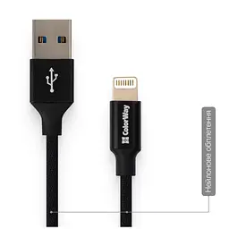 Дата кабель USB 2.0 AM to Lightning 1.0m black ColorWay (CW-CBUL004-BK) - мініатюра 6