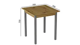 Стіл кухонний Ferrum-decor Дієго 75x70x70 Сірий ДСП Дуб Артізан 16мм (FRD-105707) - мініатюра 3