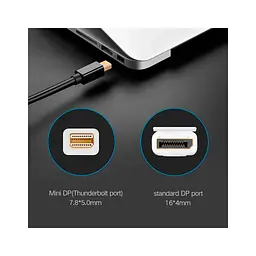 Кабель мультимедійний miniDisplayPort M to DisplayPort M 1.5m MD105 black Ugreen (10477) - мініатюра 3