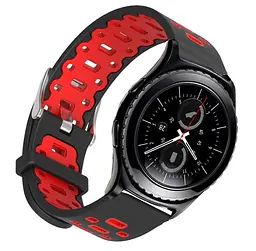 Спортивний ремінець Primo Perfor Classic для годинника Samsung Gear S2 Classic SM-R372/R735 Black Red - мініатюра 2