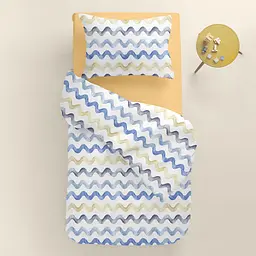 Дитяча постільна білизна в ліжечко WAVES, бежевий (WaveBlueBeige_11Honey_140) - мініатюра 2