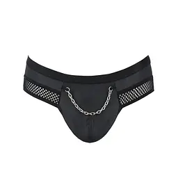 Чоловічі труси з ланцюжком Passion 030 SLIP TOM L/XL Black, екошкіра, відкриті сідниці - мініатюра 5