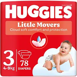 Набір підгузків Huggies Little Movers 3 (4-9 кг) 156 шт. (2 п. по 78 шт.) - мініатюра 2