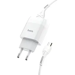 Зарядний пристрій Hoco C72A Glorious (1USB, 2.1А) White + кабель MicroUSB (6931474713001) - мініатюра 6