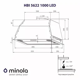Витяжка повновбудована Minola HBI 5622 BL 1000 LED - мініатюра 8