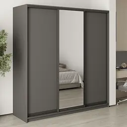 Шафа-купе тридверна MebelStar Стандарт BG 2ДСП/Дзеркало 200x45x210 см Антрацит (MBS-8342)